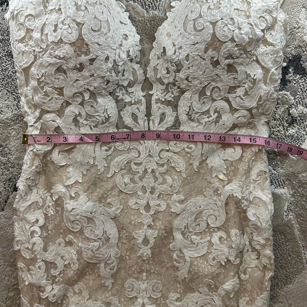 Maggie Sottero White Lace Sheath Wedding Dress - Picture 15 of 16